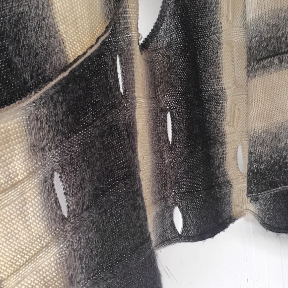 Sisters Gray Black Ombre Knit Sleeveless Vest L/XL Cutout Boho Drape Layer - Picture 3 of 6